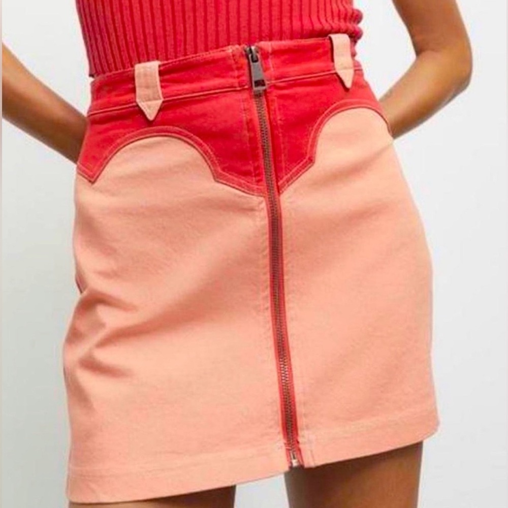 Urban Outfitters BDG Western Cowgirl Orange Red Mini Skirt Size S